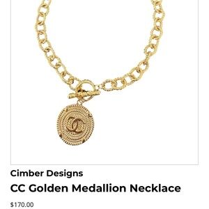 CHANEL Gold-Tone Textured Chain Necklace with Logo Medallion